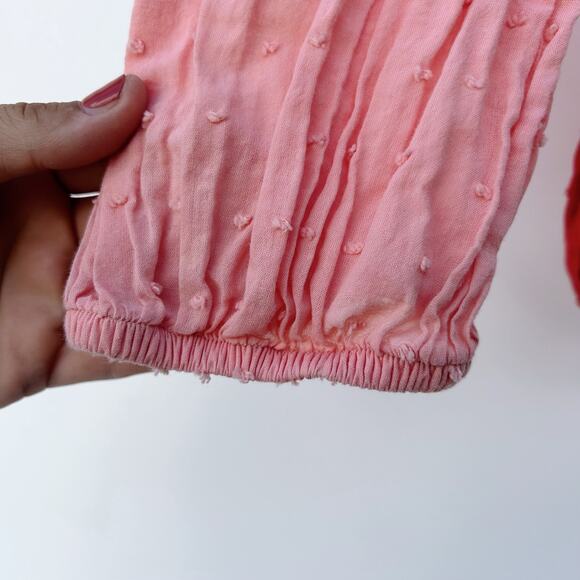 Farm Rio Red Pink Colorblock Wrap Long Sleeve Top Blouse Small Tie Front - Picture 8 of 10